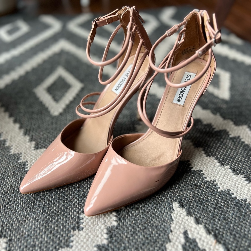 𝗦𝗧𝗘𝗩𝗘 𝗠A𝗗𝗗𝗘𝗡 Nude Strappy Heels Size 9 - Picture 9 of 11
